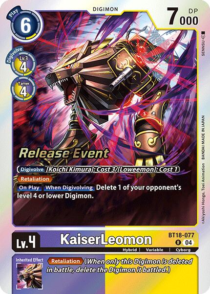 KaiserLeomon [BT18-077] [Release Special Booster Ver.2.0 Pre-Release Cards] | Enigma On Main