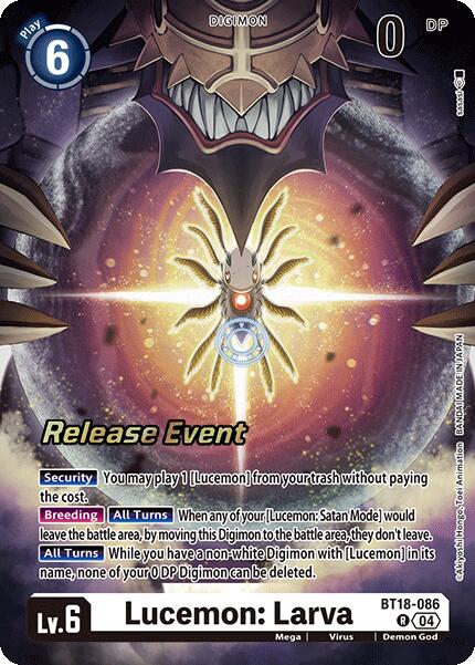 Lucemon: Larva [BT18-086] [Release Special Booster Ver.2.0 Pre-Release Cards] | Enigma On Main