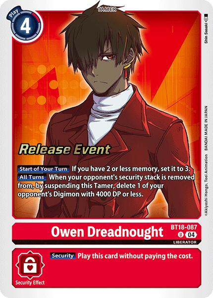 Owen Dreadnought [BT18-087] [Release Special Booster Ver.2.0 Pre-Release Cards] | Enigma On Main