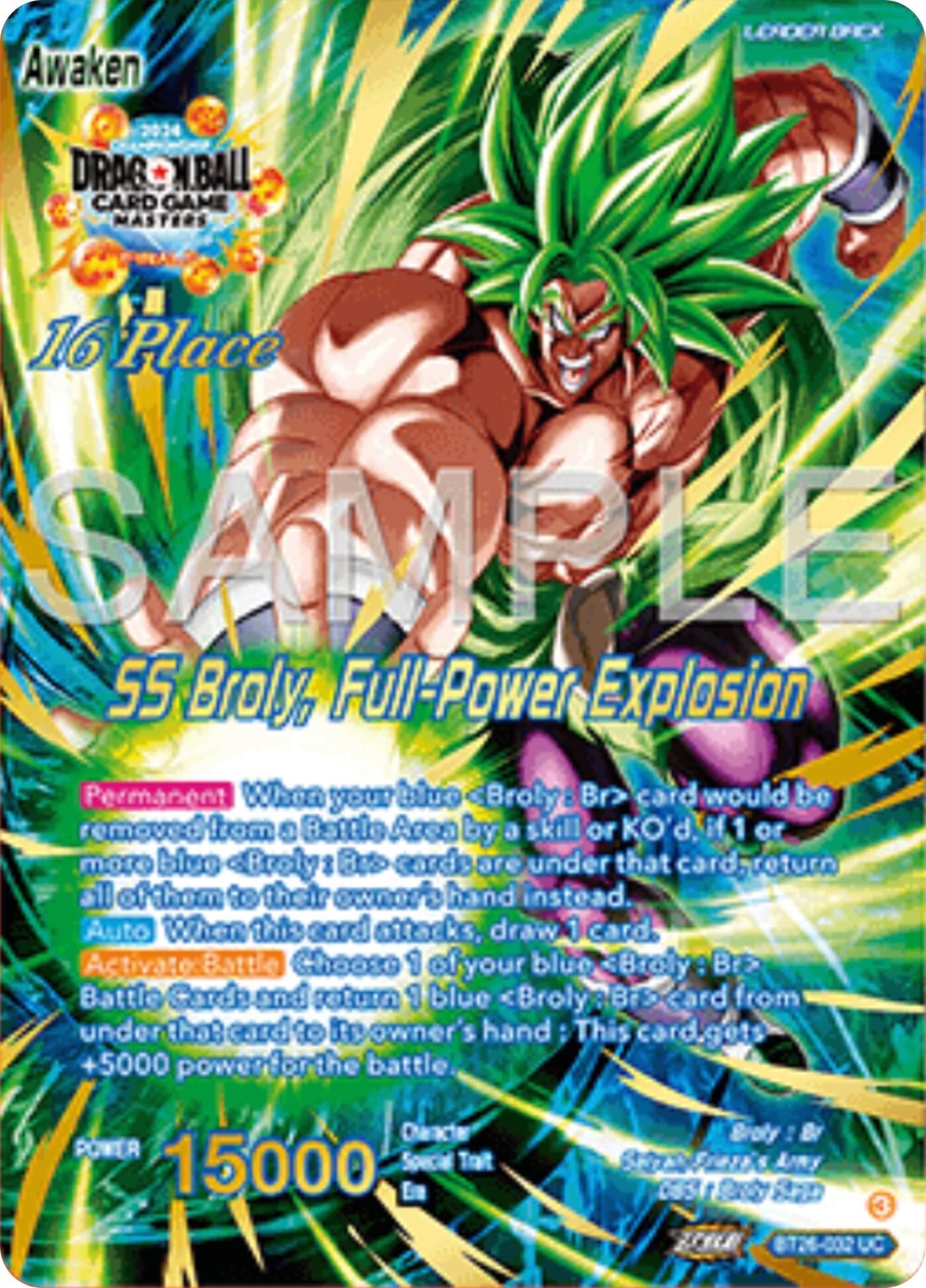 Broly // SS Broly, Full-Power Explosion (Top 16) (BT26-032) [Ultimate Advent Prerelease Promos] | Enigma On Main