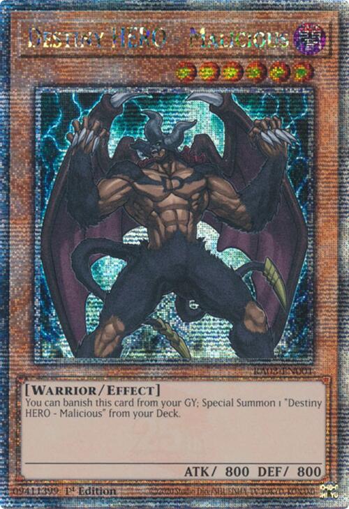 Destiny HERO - Malicious (Quarter Century Secret Rare) [RA03-EN001] Quarter Century Secret Rare | Enigma On Main