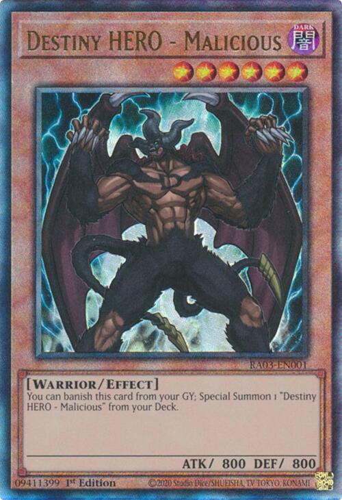 Destiny HERO - Malicious (UTR) [RA03-EN001] Prismatic Ultimate Rare | Enigma On Main