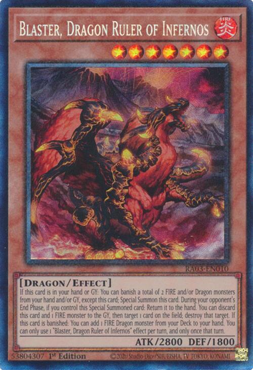 Blaster, Dragon Ruler of Infernos (CR) [RA03-EN010] Prismatic Collector's Rare | Enigma On Main