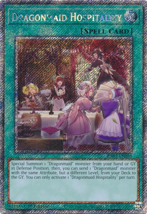 Dragonmaid Hospitality (Platinum Secret Rare) [RA03-EN068] Platinum Secret Rare | Enigma On Main