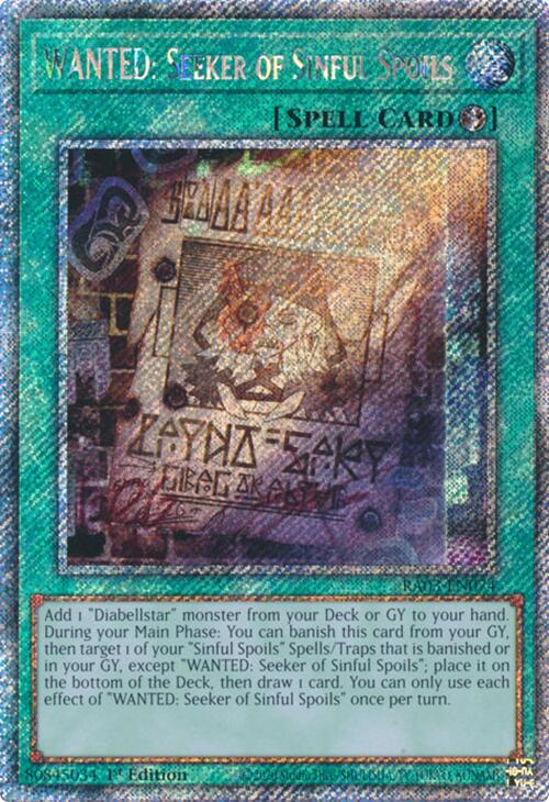 WANTED: Seeker of Sinful Spoils (Platinum Secret Rare) [RA03-EN074] Platinum Secret Rare | Enigma On Main