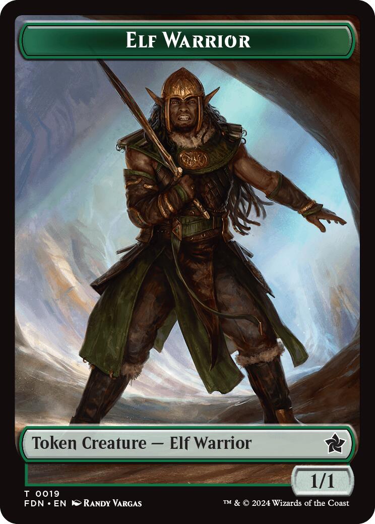 Elf Warrior // Raccoon Doubled-Sided Token [Foundations Tokens] | Enigma On Main