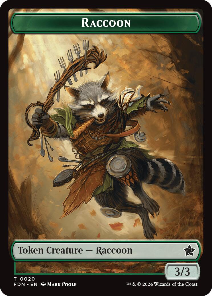 Elf Warrior // Raccoon Doubled-Sided Token [Foundations Tokens] | Enigma On Main