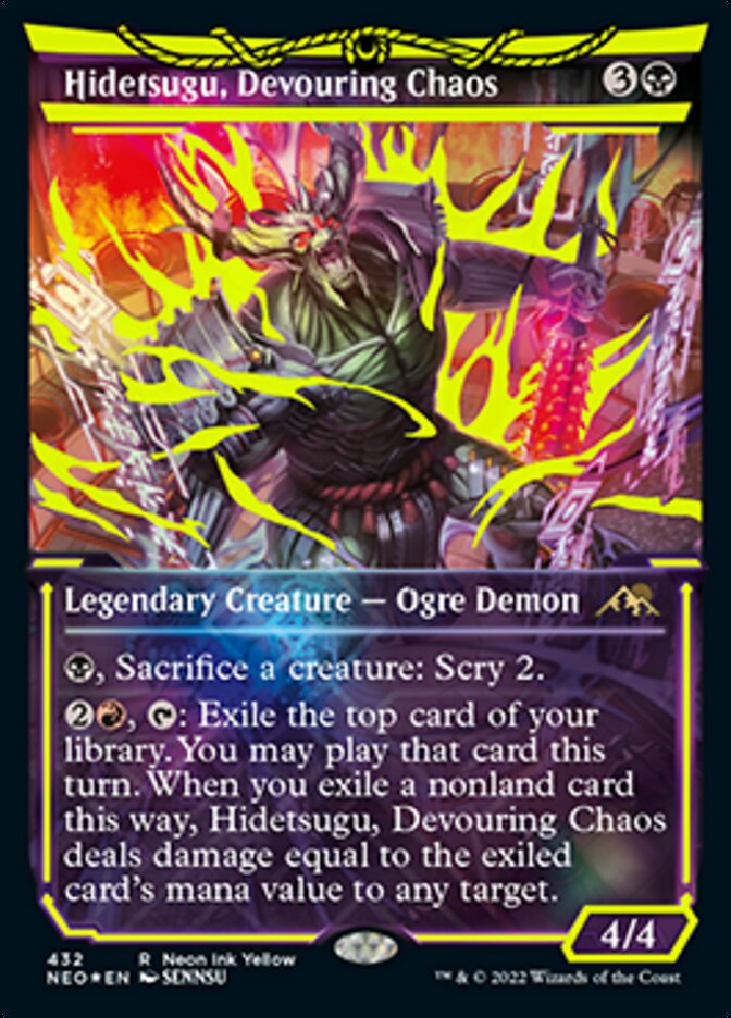 Hidetsugu, Devouring Chaos (Neon Ink Yellow) [Kamigawa: Neon Dynasty] | Enigma On Main