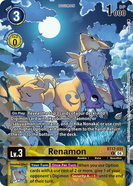 Renamon [BT17-031] (Legend Pack 2024 Box Topper) [Chain of Liberation] | Enigma On Main