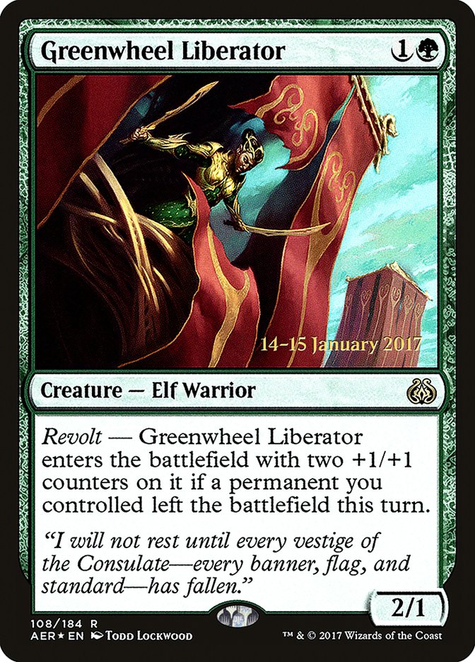 Greenwheel Liberator [Aether Revolt Prerelease Promos] | Enigma On Main