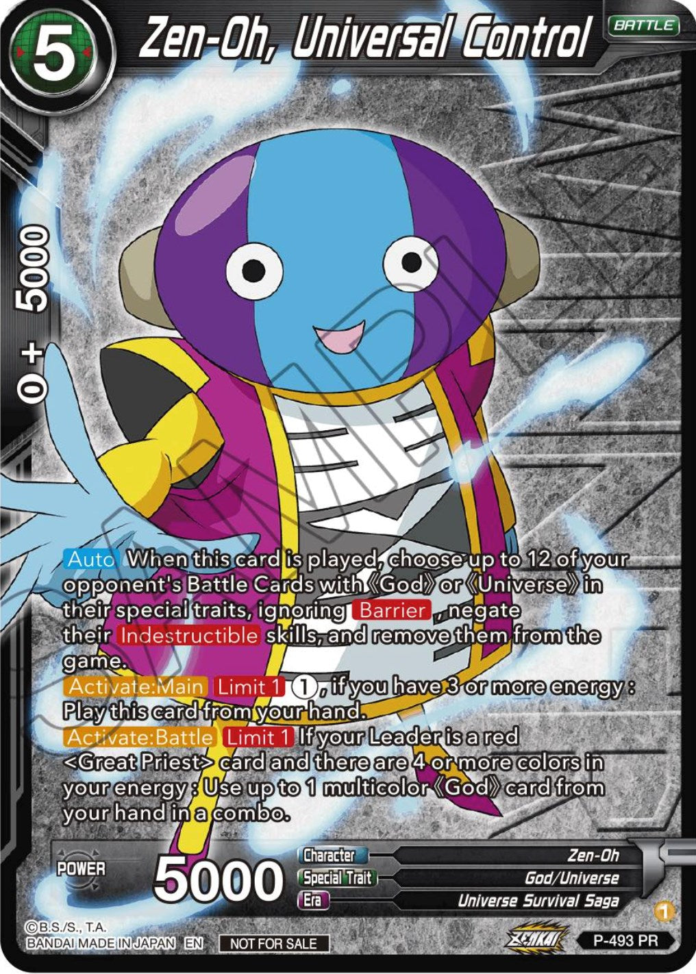 Zen-Oh, Universal Control (Zenkai Series Tournament Pack Vol.3 Winner) (P-493) [Tournament Promotion Cards] | Enigma On Main