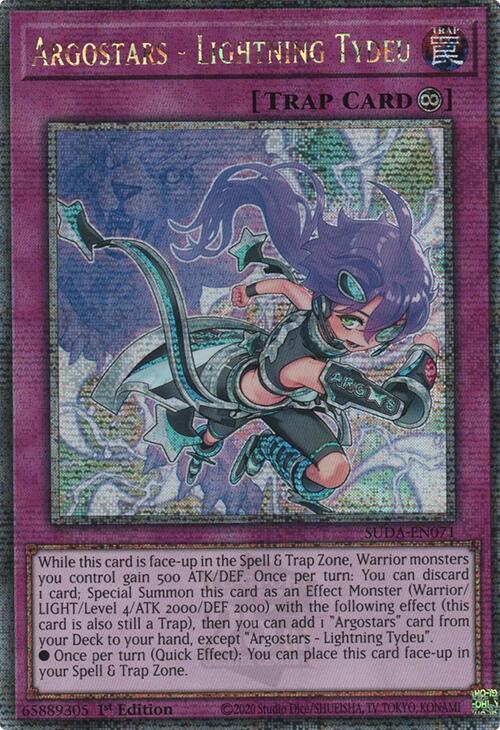 Argostars - Lightning Tydeu (Quarter Century Secret Rare) [SUDA-EN071] Quarter Century Secret Rare | Enigma On Main