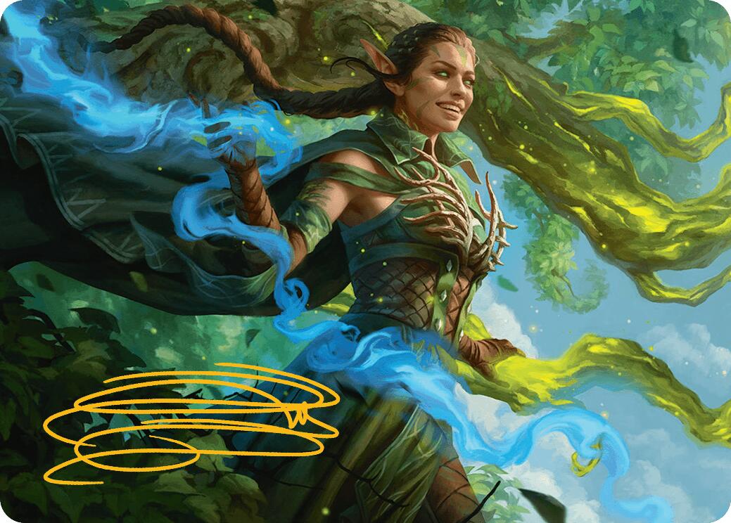 Nissa, Worldsoul Speaker Art Card (Gold-Stamped Signature) [Aetherdrift Art Series] | Enigma On Main