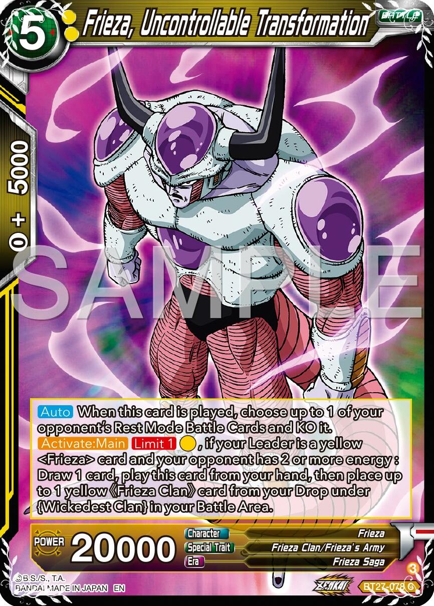 Frieza, Uncontrollable Transformation (BT27-078) [History of Z] | Enigma On Main