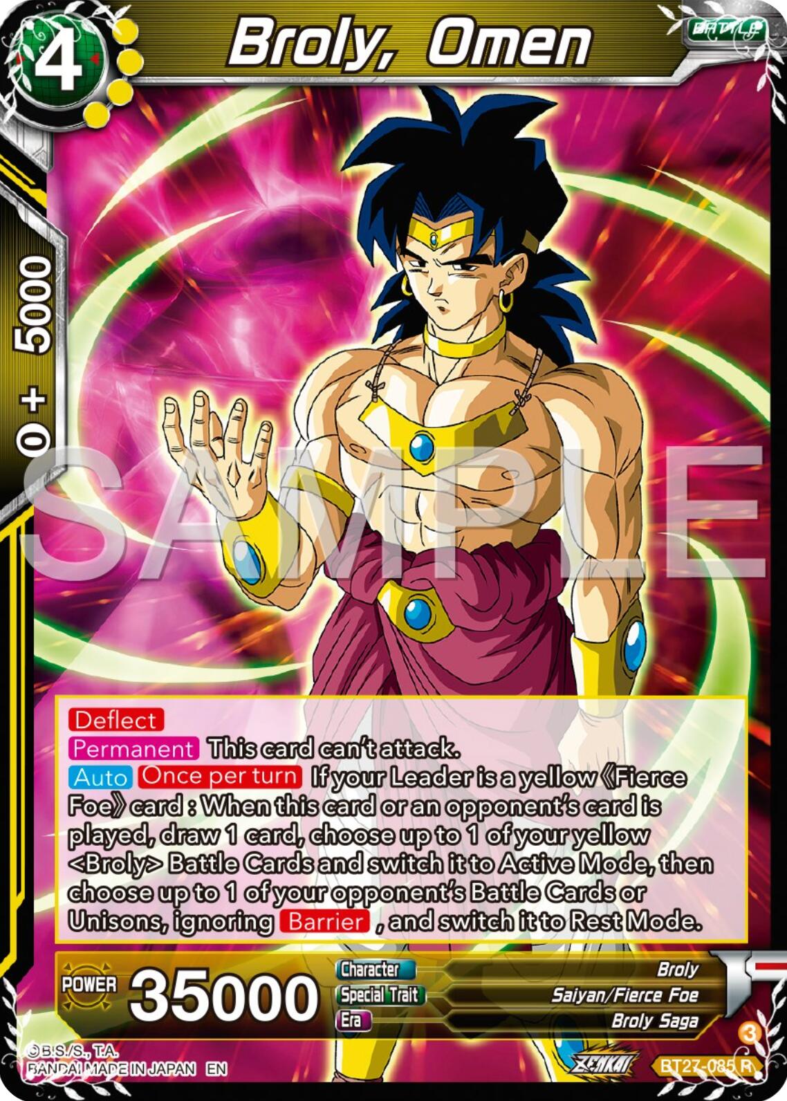 Broly, Omen (BT27-085) [History of Z] | Enigma On Main