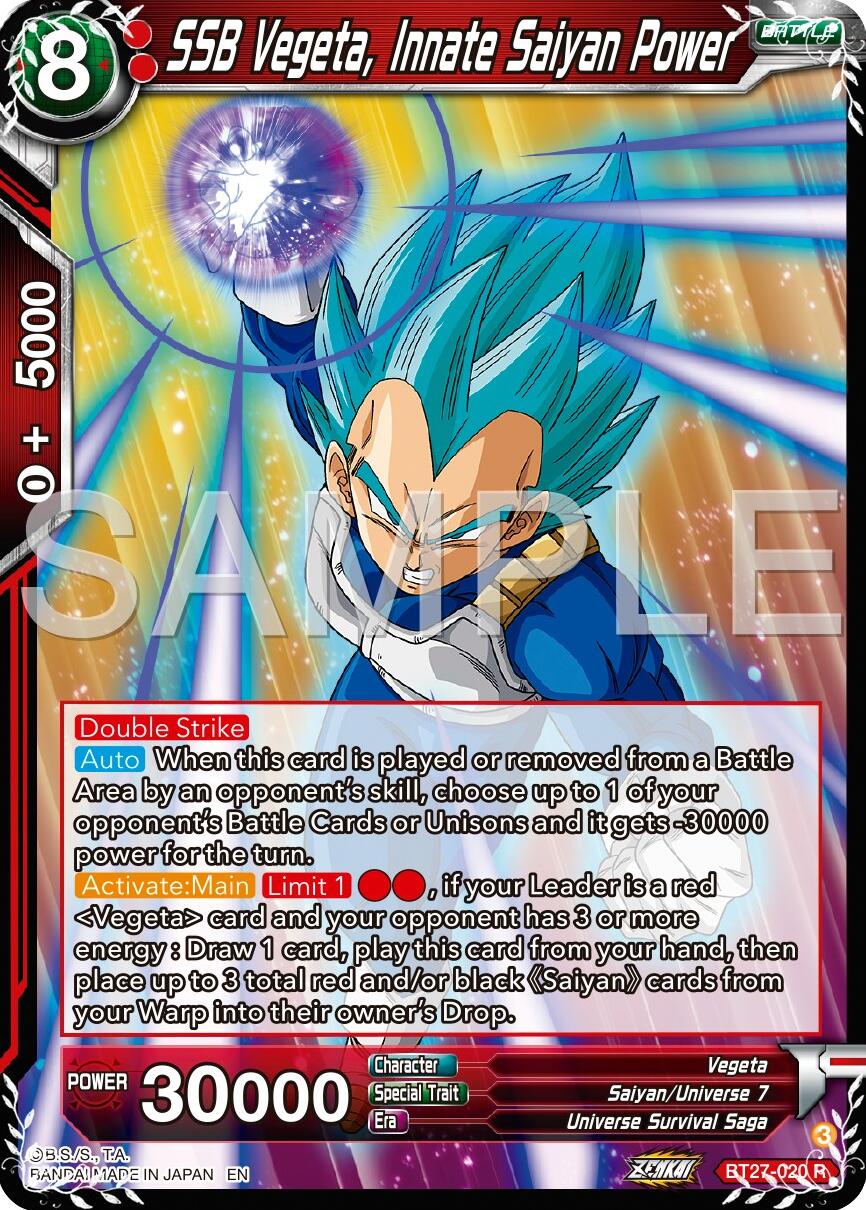 SSB Vegeta, Innate Saiyan Power (BT27-020) [History of Z] | Enigma On Main