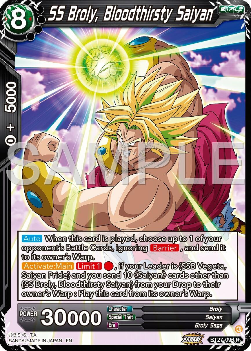 SS Broly, Bloodthirsty Saiyan (BT27-096) [History of Z] | Enigma On Main