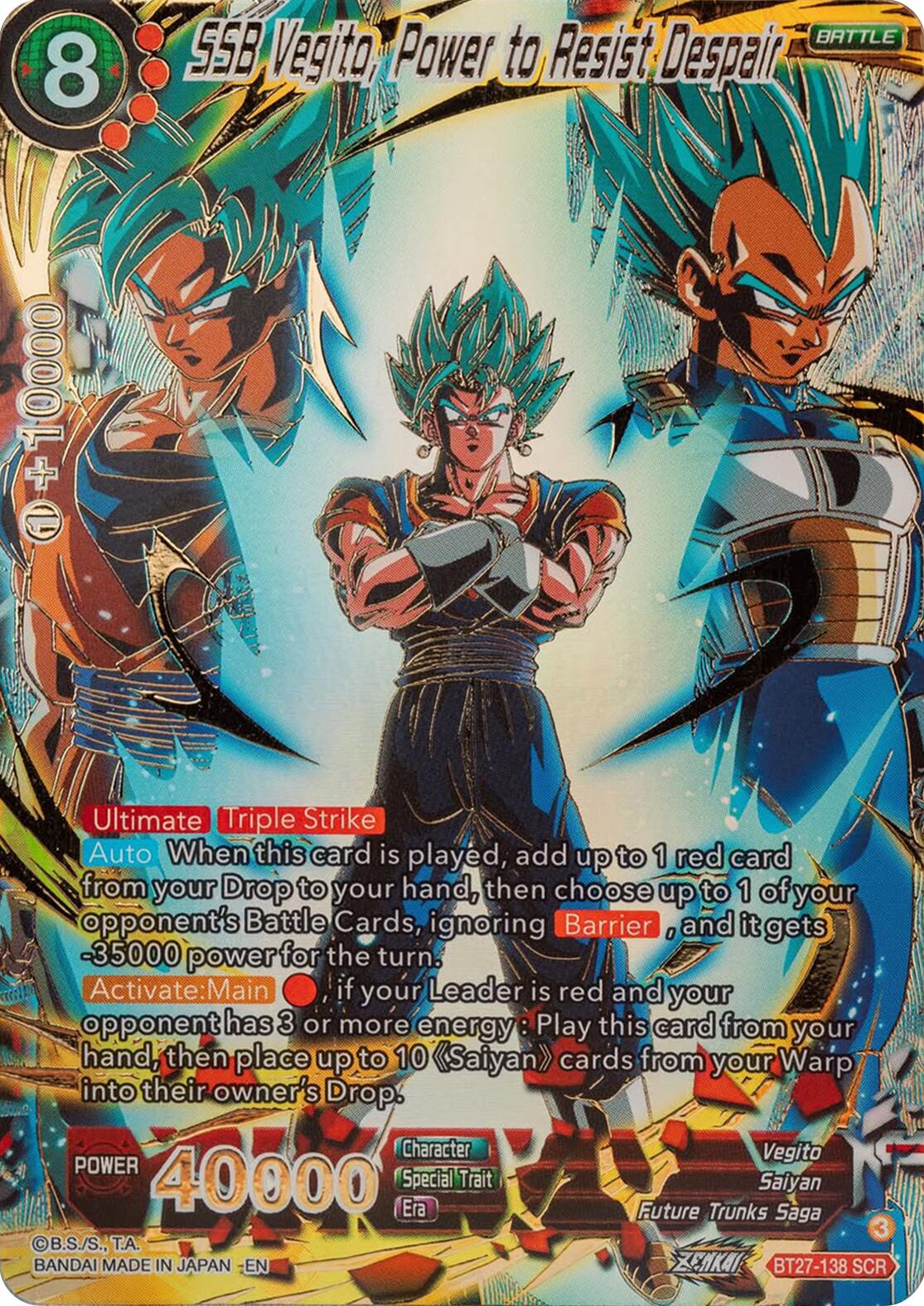 SSB Vegito, Power to Resist Despair (BT27-138) [History of Z] | Enigma On Main