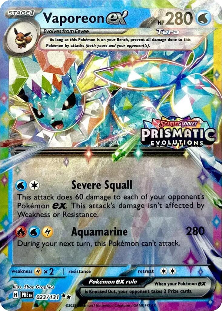 Vaporeon ex (023/131) (Prismatic Evolutions Stamp) [Scarlet & Violet: Prismatic Evolutions] | Enigma On Main