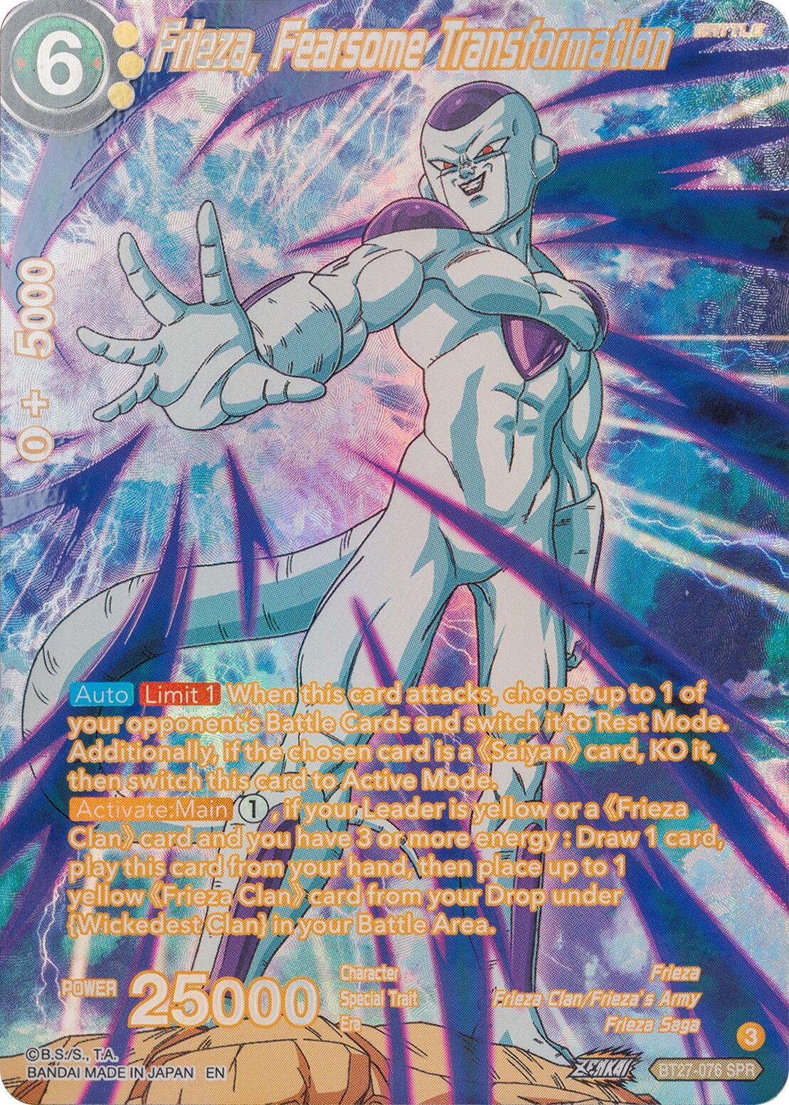 Frieza, Fearsome Transformation (SPR) (BT27-076) [History of Z] | Enigma On Main