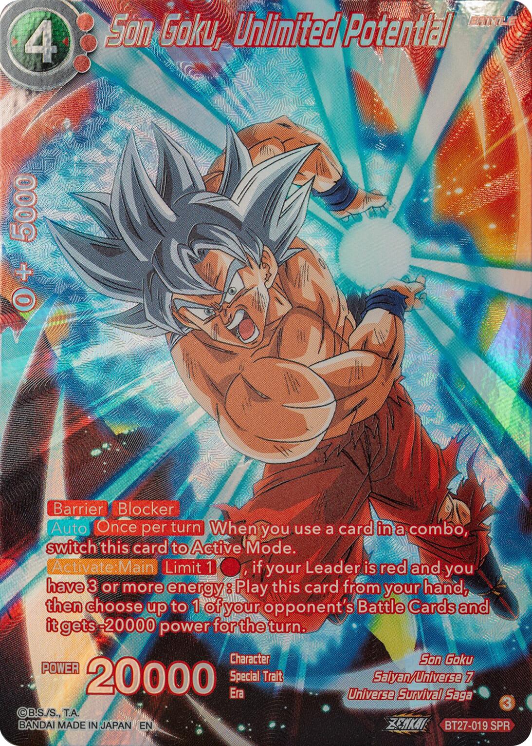 Son Goku, Unlimited Potential (SPR) (BT27-019) [History of Z] | Enigma On Main