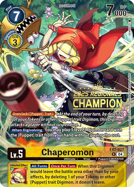 Chaperomon [EX7-027] (2025 Regionals Champion) [Digimon LIBERATOR Promos] | Enigma On Main