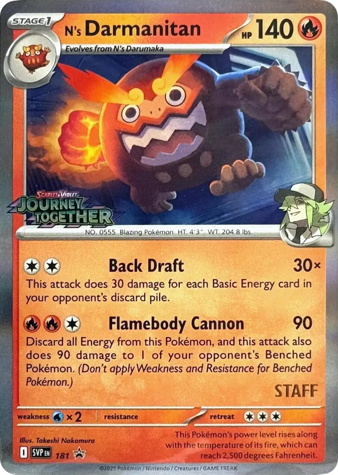 N's Darmanitan (181) (Prerelease Staff) [Scarlet & Violet: Black Star Promos] | Enigma On Main