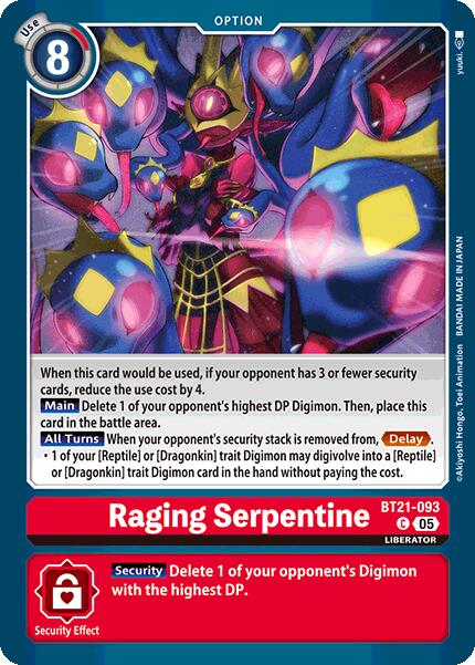 Raging Serpentine [BT21-093] [World Convergence] | Enigma On Main