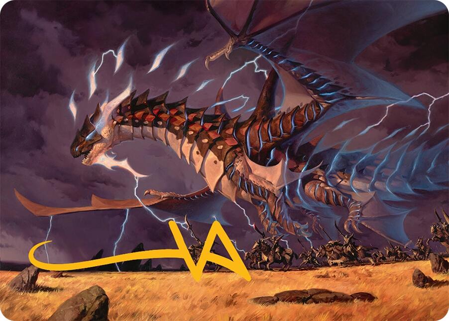 Neriv, Heart of the Storm Art Card (25/54) (Gold-Stamped Signature) [Tarkir: Dragonstorm Art Series] | Enigma On Main
