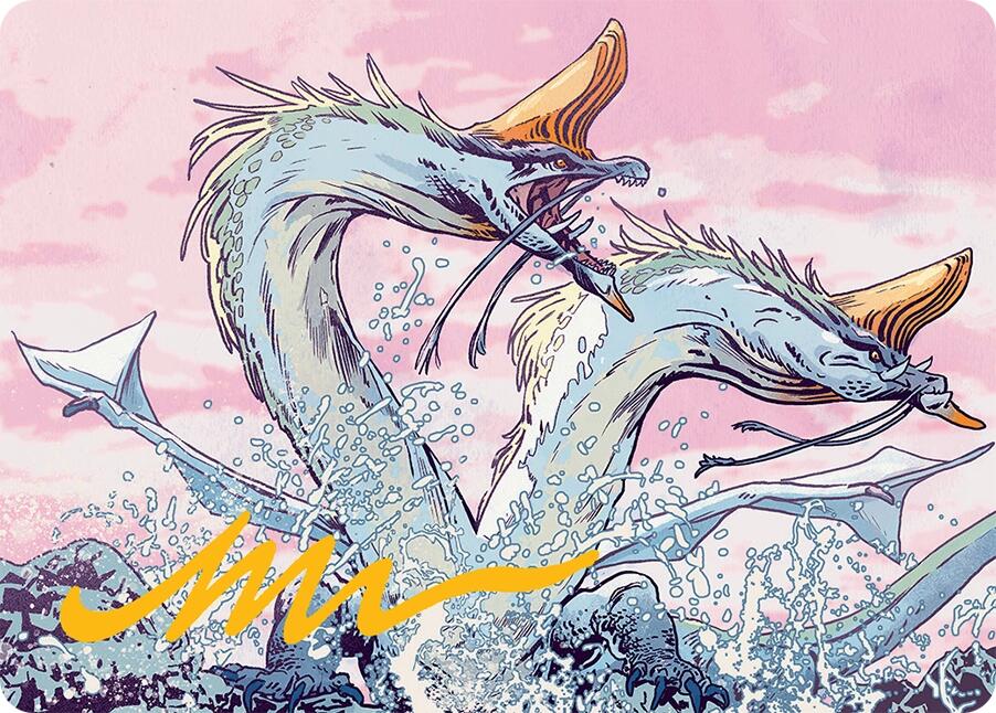 Twinmaw Stormbrood Art Card (39/54) (Gold-Stamped Signature) [Tarkir: Dragonstorm Art Series] | Enigma On Main