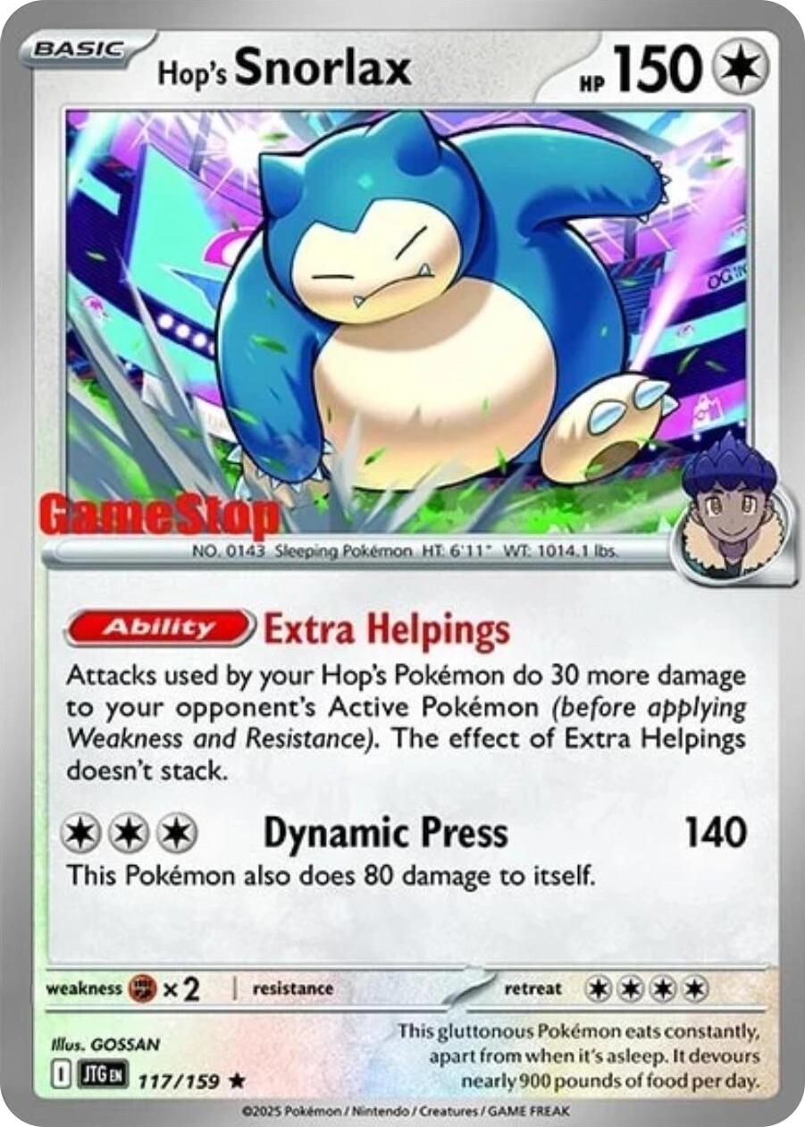 Hop's Snorlax (117/159) (GameStop) (Cosmos Holo) [Scarlet & Violet: Journey Together] | Enigma On Main