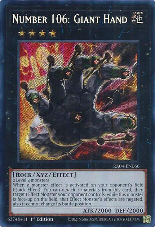 Number 106: Giant Hand [RA04-EN066] Secret Rare | Enigma On Main