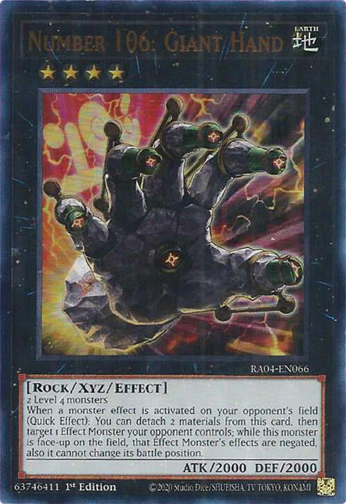 Number 106: Giant Hand [RA04-EN066] Ultra Rare | Enigma On Main