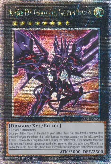 Number 107: Galaxy-Eyes Tachyon Dragon [RA04-EN067] Quarter Century Secret Rare | Enigma On Main