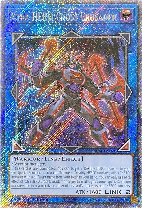 Xtra HERO Cross Crusader [RA04-EN076] Platinum Secret Rare | Enigma On Main