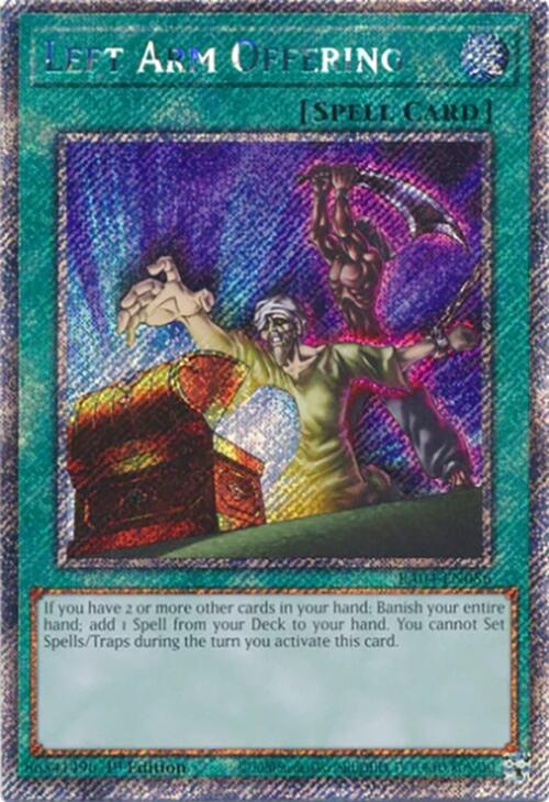 Left Arm Offering [RA04-EN086] Platinum Secret Rare | Enigma On Main