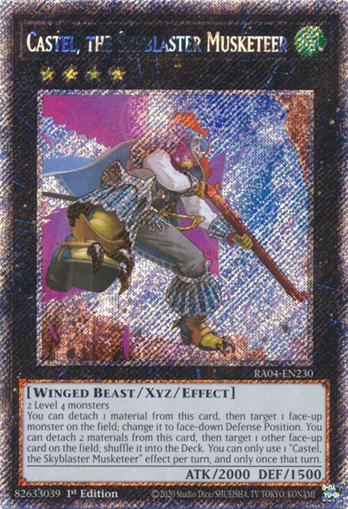 Castel, the Skyblaster Musketeer [RA04-EN230] Platinum Secret Rare | Enigma On Main