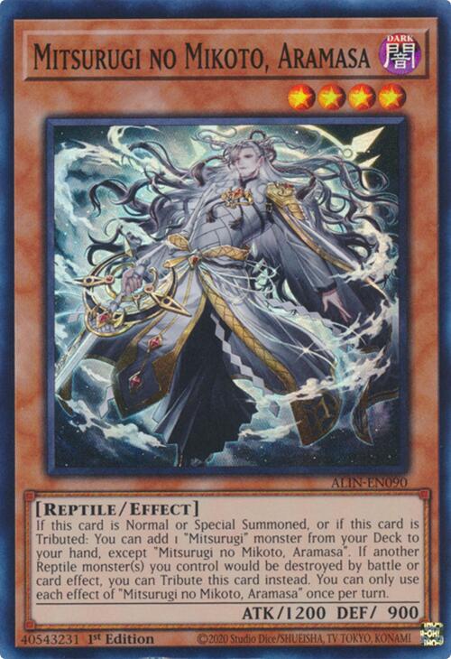 Mitsurugi no Mikoto, Aramasa [ALIN-EN090] Super Rare | Enigma On Main