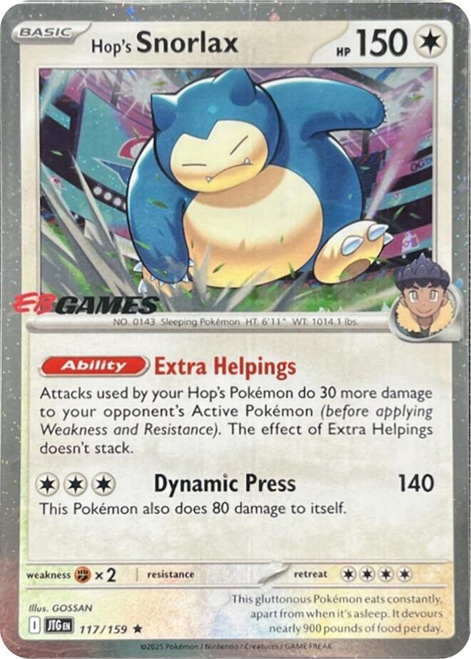 Hop's Snorlax (117/159) (EB Games) (Cosmos Holo) [Scarlet & Violet: Journey Together] | Enigma On Main