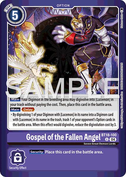 Gospel of the Fallen Angel [BT18-100] (Limited Card Pack -Billion Bullet-) [Limited Card Pack -Billion Bullet-] | Enigma On Main