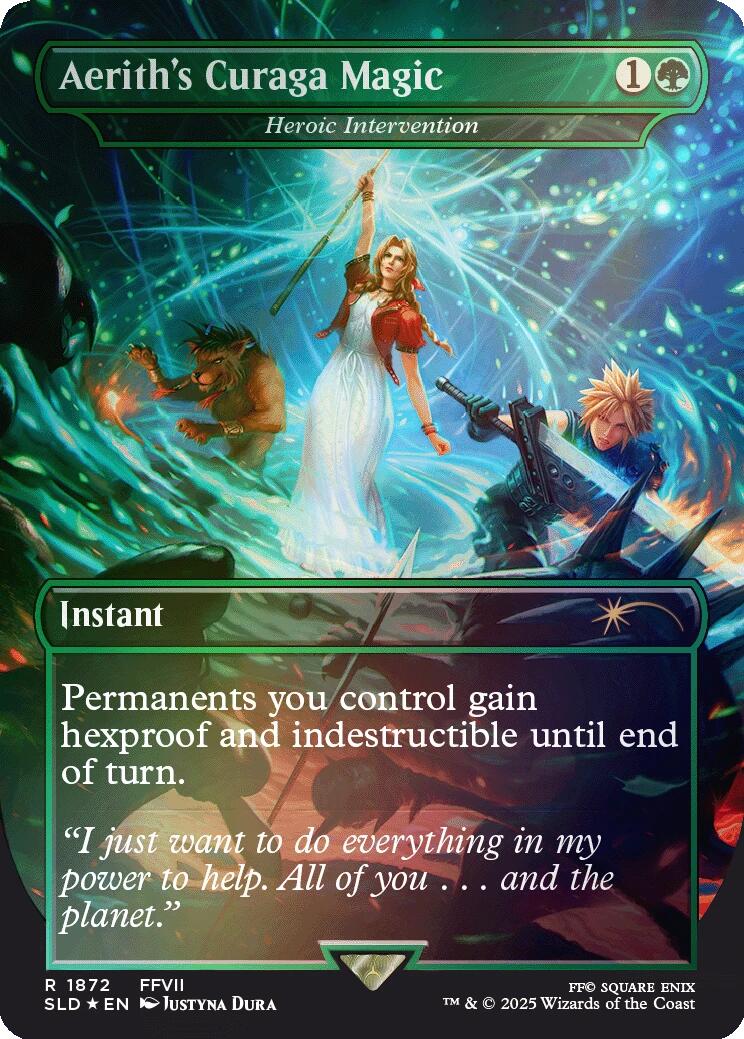 Aerith's Curaga Magic - Heroic Intervention (Rainbow Foil) [Secret Lair Drop Series] | Enigma On Main