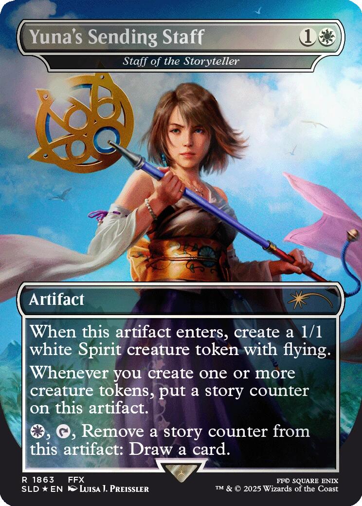 Yuna's Sending Staff - Staff of the Storyteller (Rainbow Foil) [Secret Lair Drop Series] | Enigma On Main