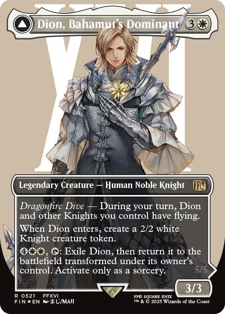 Dion, Bahamut's Dominant // Bahamut, Warden of Light (Borderless) (Surge Foil) [FINAL FANTASY] | Enigma On Main