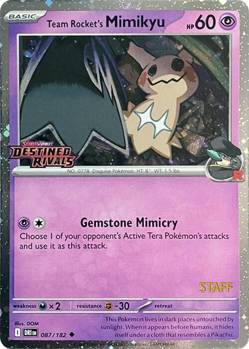 Team Rocket's Mimikyu (087/182) (Prerelease Staff) [Scarlet & Violet: Destined Rivals] | Enigma On Main
