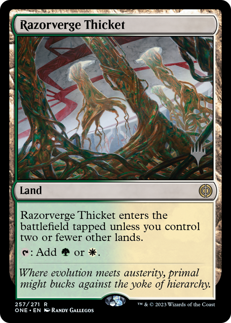 Razorverge Thicket (Promo Pack) [Phyrexia: All Will Be One Promos] | Enigma On Main