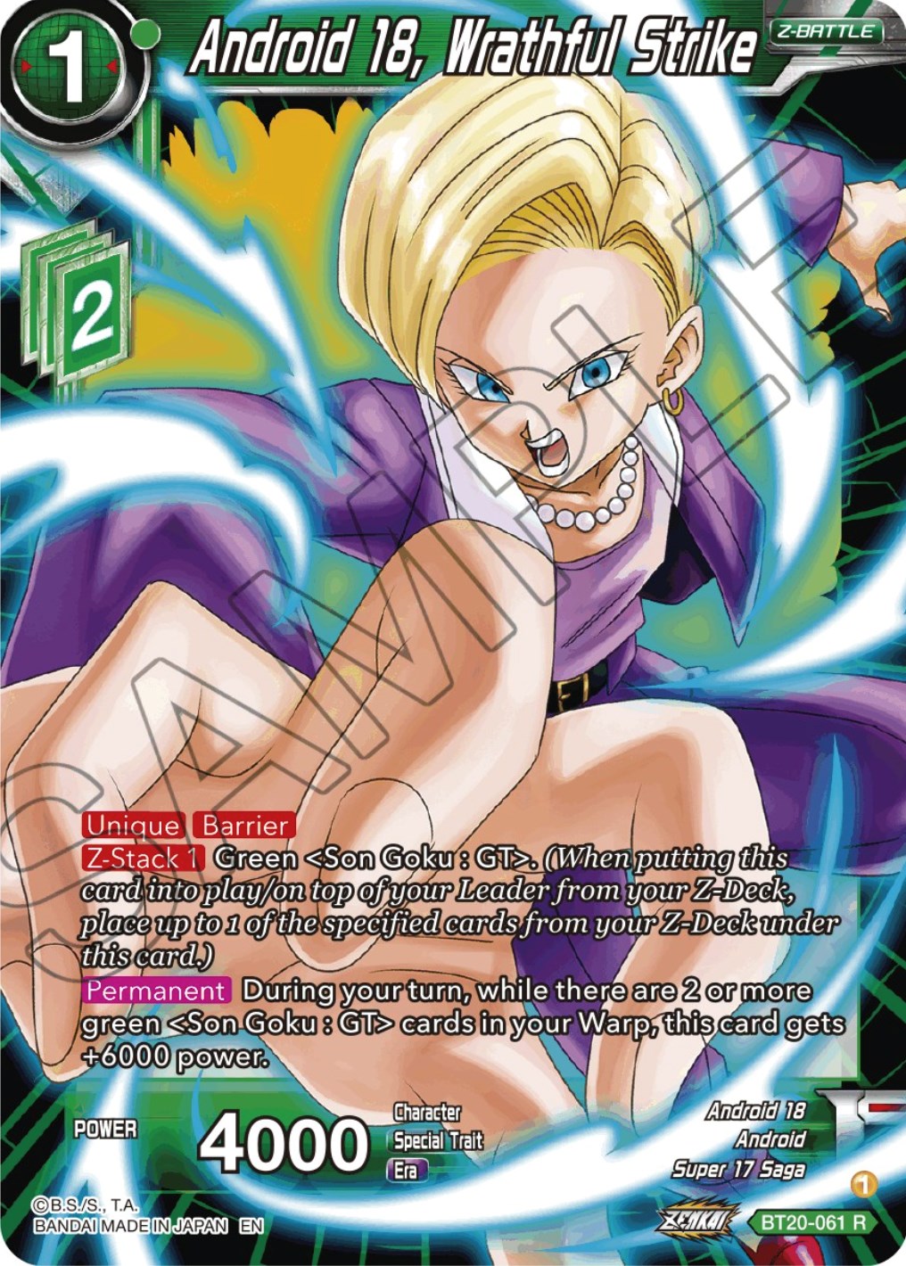 Android 18, Wrathful Strike (BT20-061) [Power Absorbed] | Enigma On Main