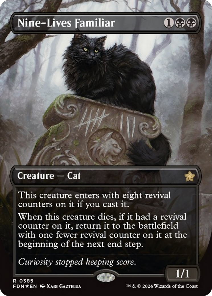 Nine-Lives Familiar (Borderless Mana Foil) [Foundations] | Enigma On Main