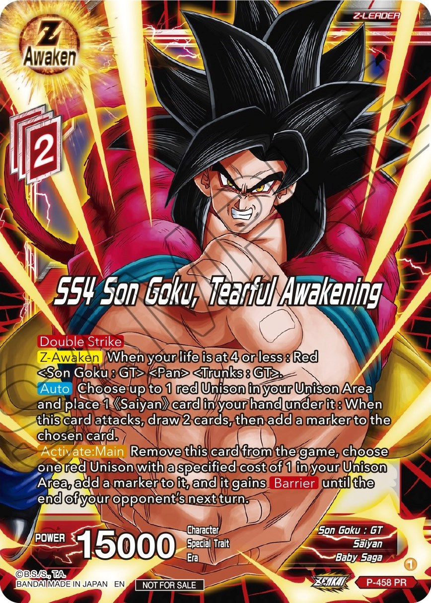 SS4 Son Goku, Tearful Awakening (Z03 Dash Pack) (P-458) [Promotion Cards] | Enigma On Main