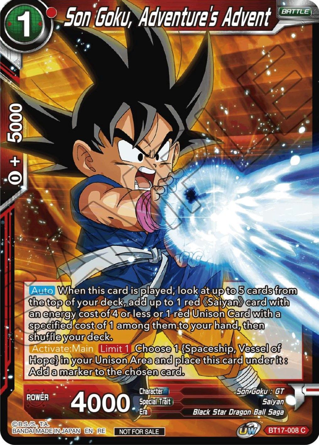 Son Goku, Adventure's Advent (Championship Selection Pack 2023 Vol.1) (BT17-008) [Tournament Promotion Cards] | Enigma On Main