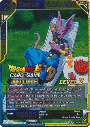 Beerus, Fickle God (Level 2) (BT7-120) [Judge Promotion Cards] | Enigma On Main